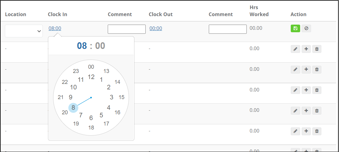 Time entry fields
