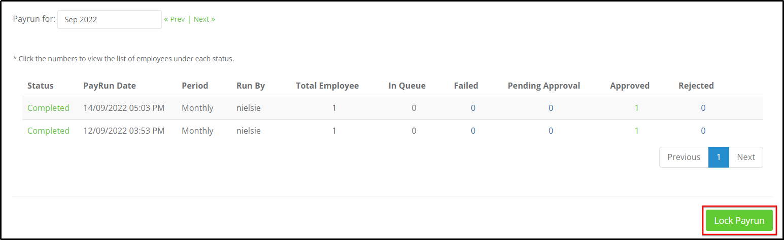 Lock Payrun toggle in the Payroll module