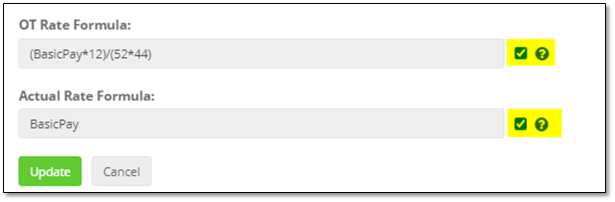 OT formula entry and checkbox