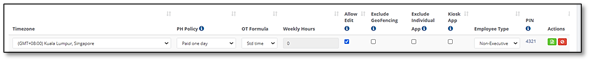 Individual employee settings panel