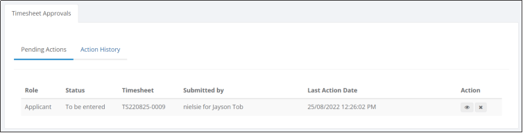 Timesheet Approvals list
